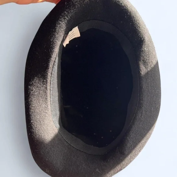 80s Vintage Black Wool Felt Fedora Multi-Colour Rhinestone Wide Brim - Picture 3 of 6